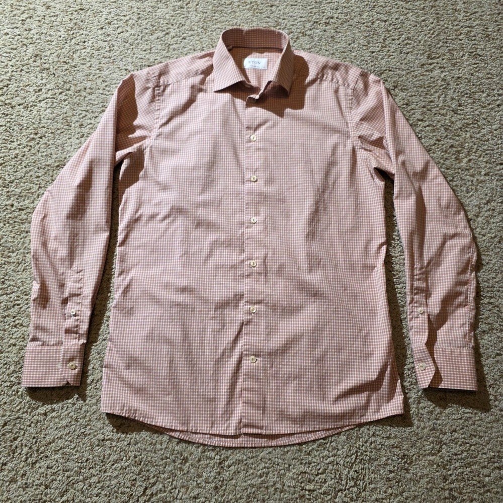 Eton Shirt Mens Medium Plaid Contemporary Brighton Dress